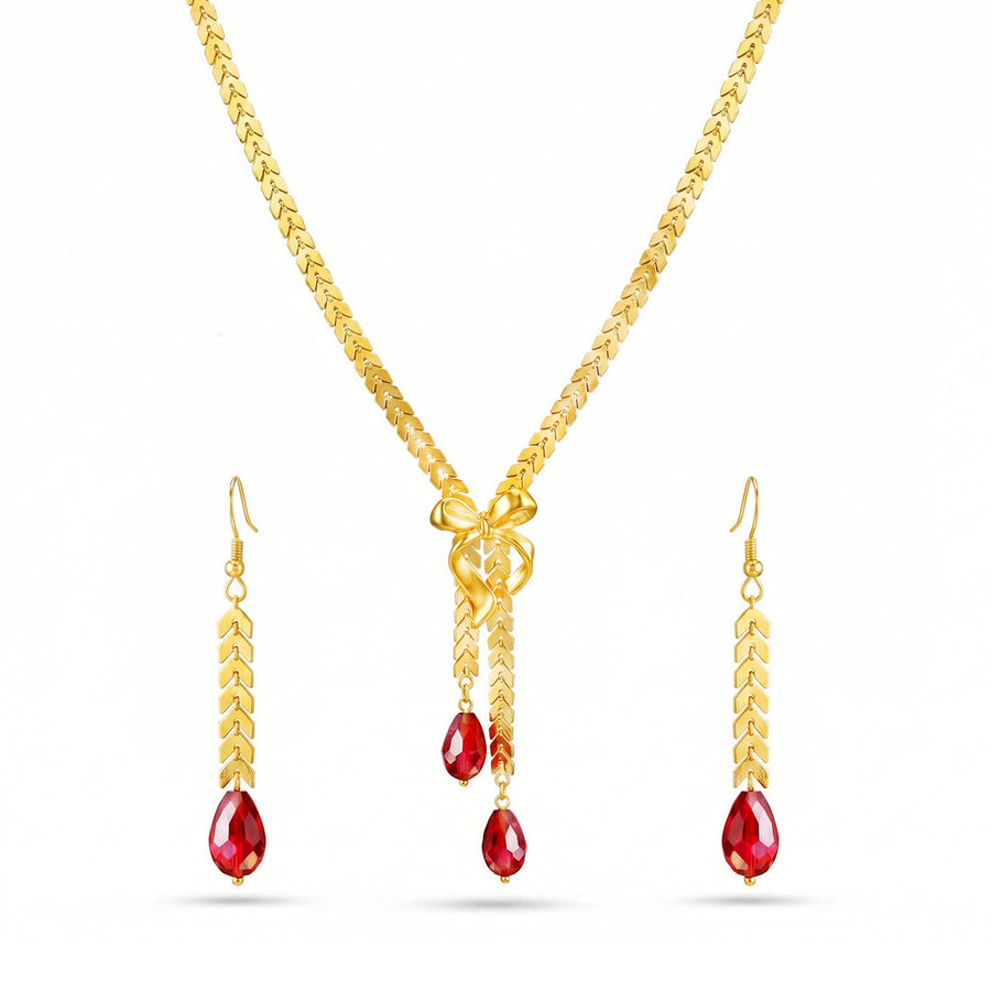 zewellsharbour Necklace Anti-Tarnish Y Set With Earrings