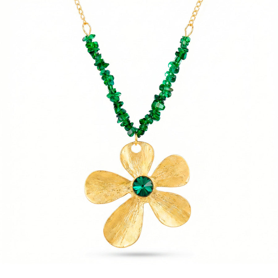 zewellsharbour Necklace Anti-Tarnish Beaded Flower Pendant
