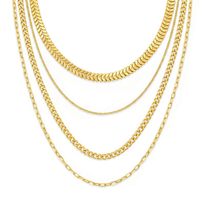 zewellsharbour Necklace Anti-Tarnish Multilayered Golden Set