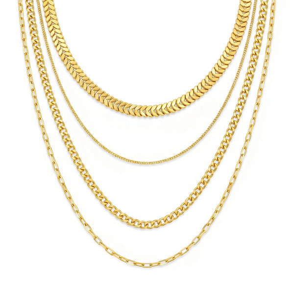 zewellsharbour Necklace Anti-Tarnish Multilayered Golden Set