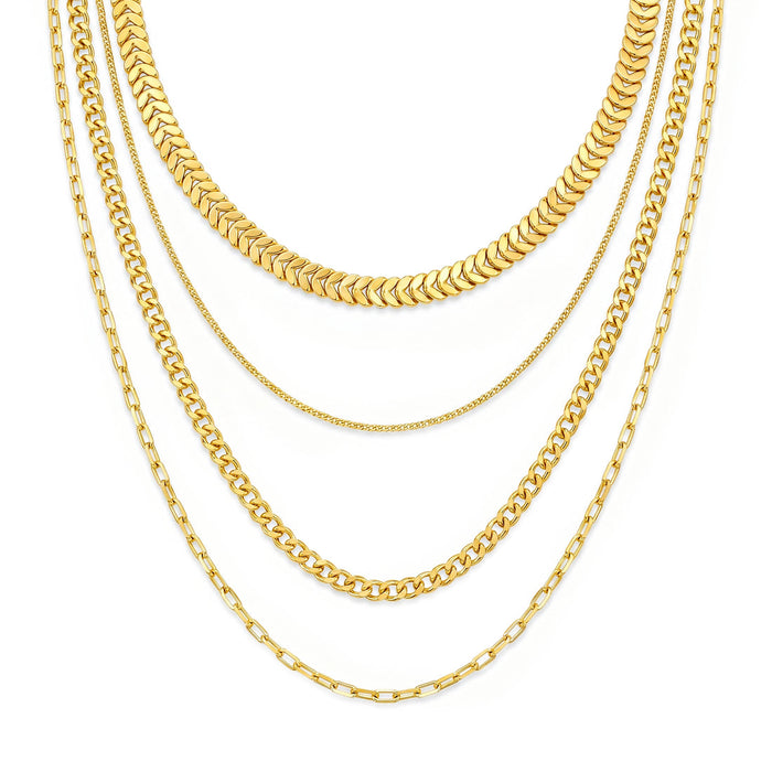 zewellsharbour Necklace Anti-Tarnish Multilayered Golden Set