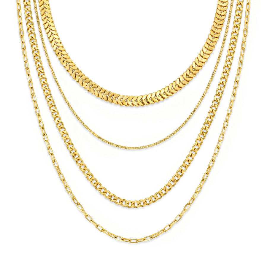 zewellsharbour Necklace Anti-Tarnish Multilayered Golden Set