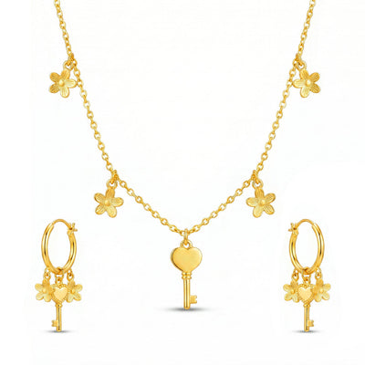 zewellsharbour Necklace Anti-Tarnish Multi-Charm Chain Set With Earrings