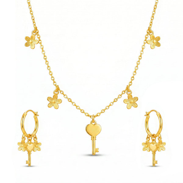 zewellsharbour Necklace Anti-Tarnish Multi-Charm Chain Set With Earrings