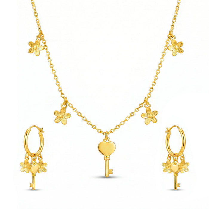 zewellsharbour Necklace Anti-Tarnish Multi-Charm Chain Set With Earrings