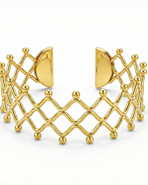 zewellsharbour Bracelet Anti-Tarnish Golden Bangle (Adjustable Size)