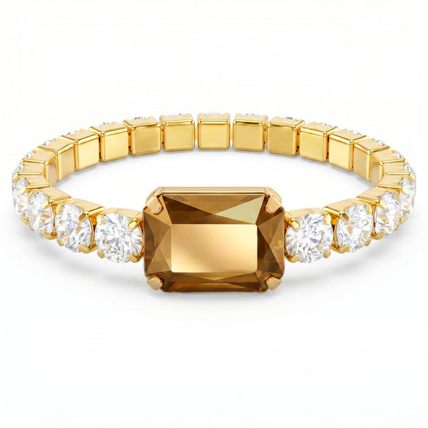 zewellsharbour Bracelet Anti-Tarnish Crystal with Opaque Golden Center Stone (Adjustable Size)