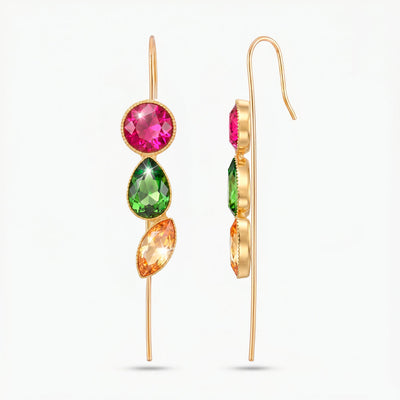 zewellsharbour Earrings Anti-Tarnish Hook-Needle Crystal in Tri-shape