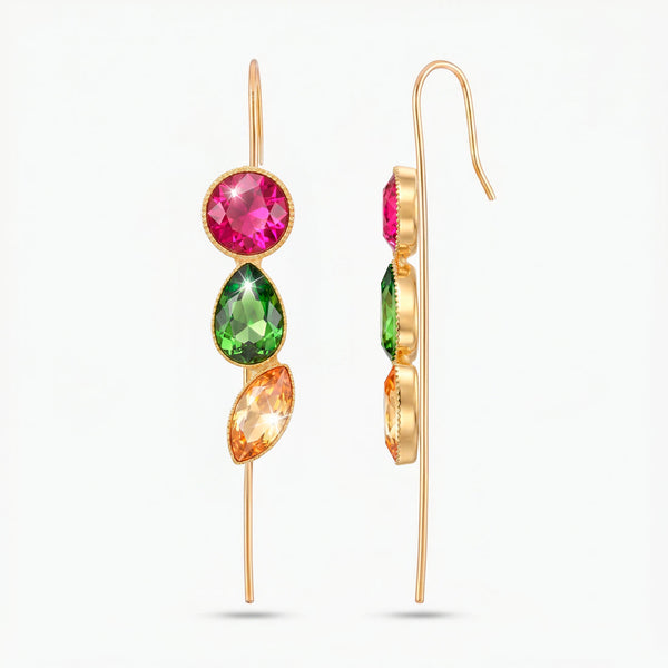 zewellsharbour Earrings Anti-Tarnish Hook-Needle Crystal in Tri-shape