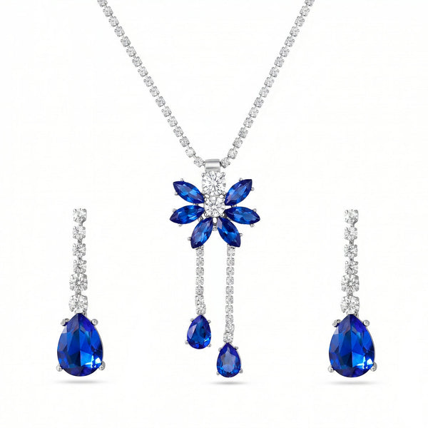 zewellsharbour Necklace Anti-Tarnish Rhinestone Set With Earrings