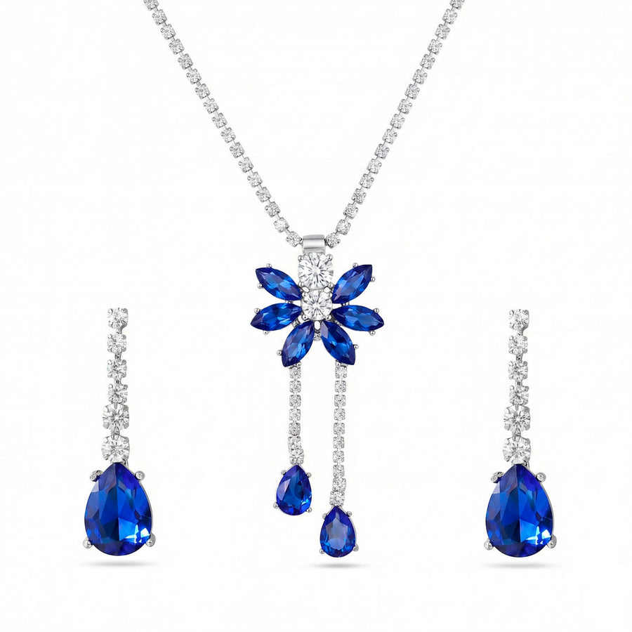 zewellsharbour Necklace Anti-Tarnish Rhinestone Set With Earrings