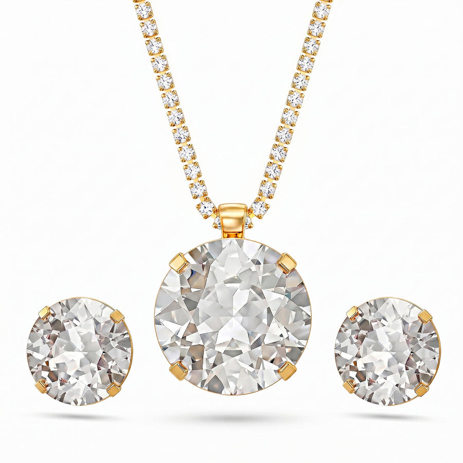 zewellsharbour Necklace Anti-Tarnish Pendant Set with Earrings