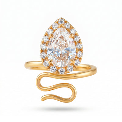 zewellsharbour Ring Anti-Tarnish Pear Cut Crystal Openable Snake (Adjustable Size)