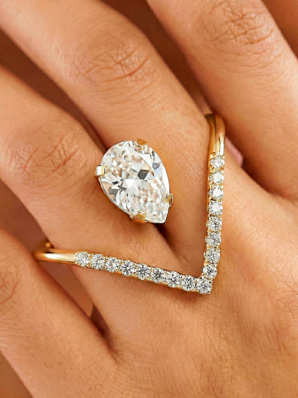 zewellsharbour Ring Anti-Tarnish Invisible Pear Stone Statement (Adjustable Size)