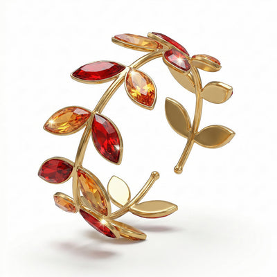 zewellsharbour Bracelet Anti-Tarnish Broad Leafy Cuff Bangle (Adjustable Size)