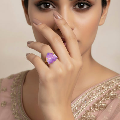 zewellsharbour Ring Anti-Tarnish Purple Trillion Stone (Adjustable Size)