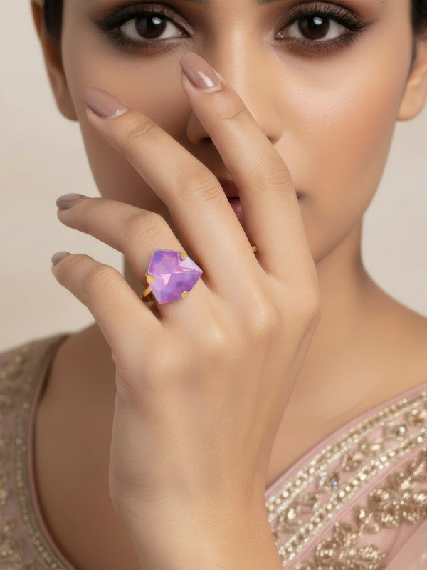 zewellsharbour Ring Anti-Tarnish Purple Trillion Stone (Adjustable Size)