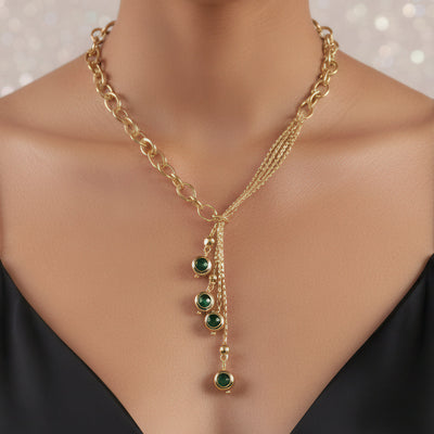 zewellsharbour Necklace Anti-Tarnish High Fashion Emerald Crystal Set With Earrings