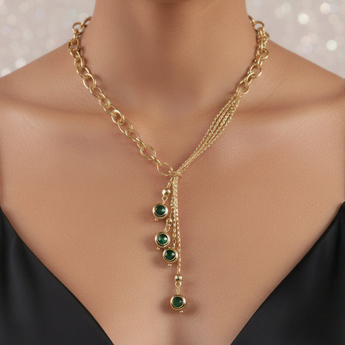 zewellsharbour Necklace Anti-Tarnish High Fashion Emerald Crystal Set With Earrings