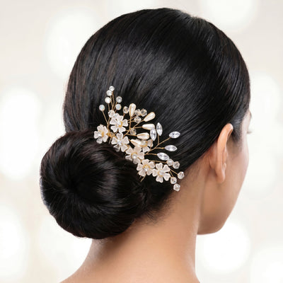 Zewellsharbour Hair Comb Anti-Tarnish Floral Crystal