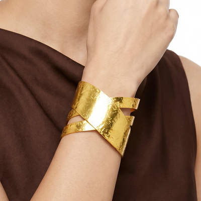 zewellsharbour Bracelet Anti-Tarnish X Crossover Cuff (Adjustable Size)
