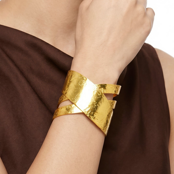zewellsharbour Bracelet Anti-Tarnish X Crossover Cuff (Adjustable Size)