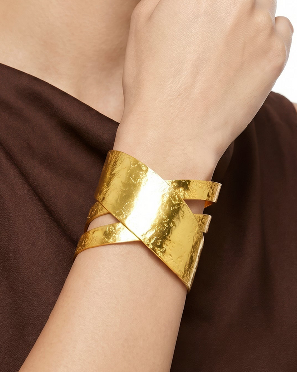 zewellsharbour Bracelet Anti-Tarnish X Crossover Cuff (Adjustable Size)