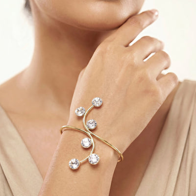 zewellsharbour Bracelet Anti-Tarnish Wavy Openable Crystal (Adjustable Size)