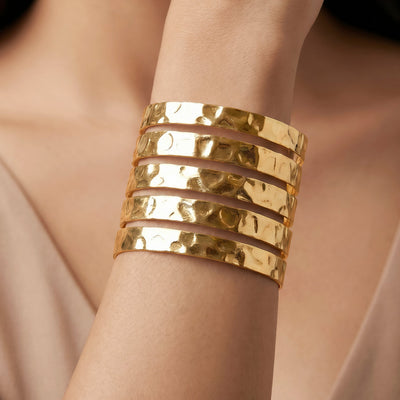 zewellsharbour Bracelet Anti-Tarnish Multi-Line Wide Cuff (Adjustable Size)