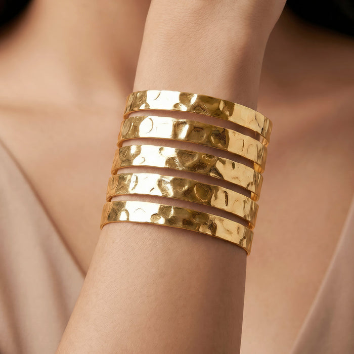 zewellsharbour Bracelet Anti-Tarnish Multi-Line Wide Cuff (Adjustable Size)