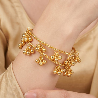 zewellsharbour Bracelet Anti-Tarnish Twisted Bangles Ghungroos (Adjustable Size)