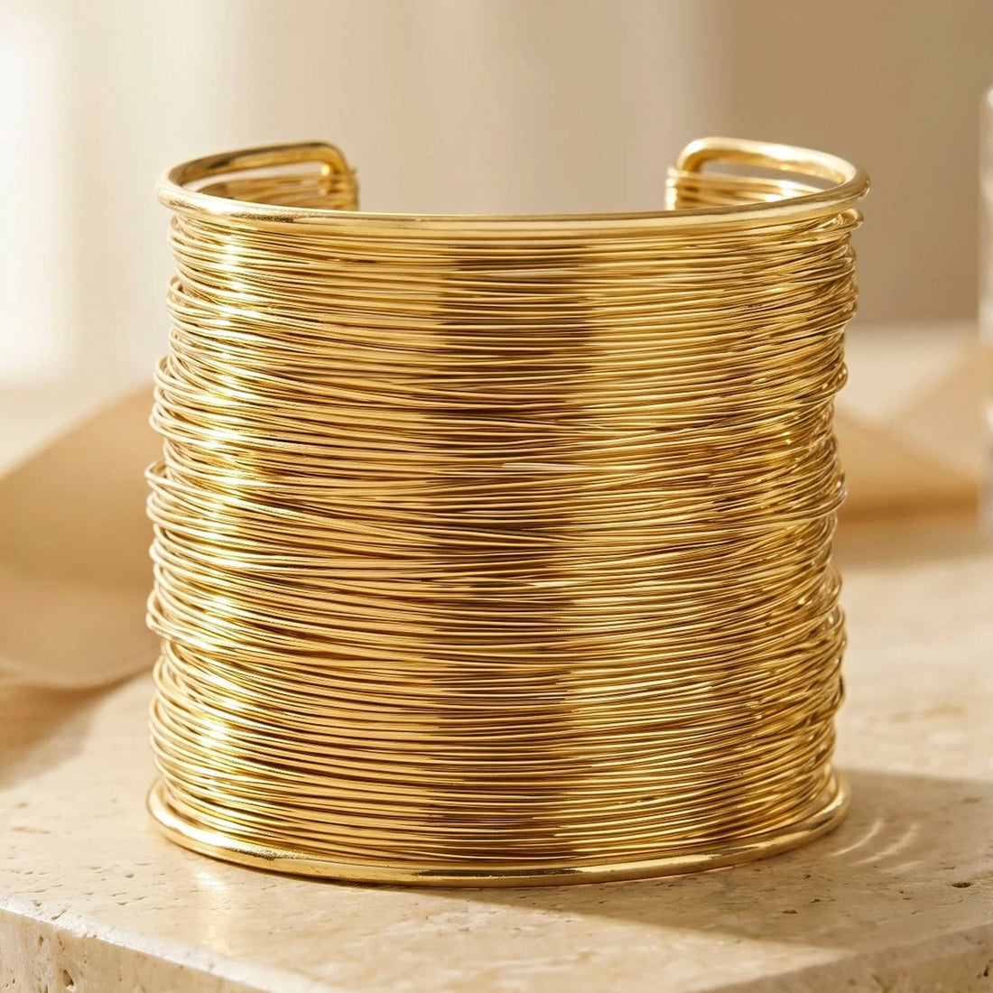 zewellsharbour Bracelet Anti-Tarnish Broad Wired Cuff Bangle (Adjustable Size)