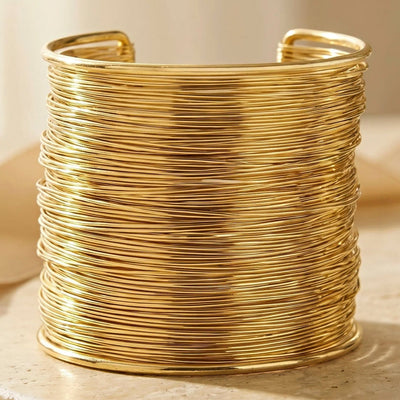 zewellsharbour Bracelet Anti-Tarnish Broad Wired Cuff Bangle (Adjustable Size)