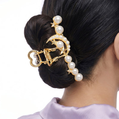 Zewellsharbour Hair Claw Clip Anti-Tarnish Celestial Pearl