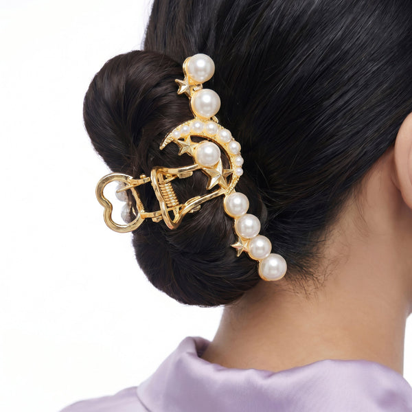 Zewellsharbour Hair Claw Clip Anti-Tarnish Celestial Pearl