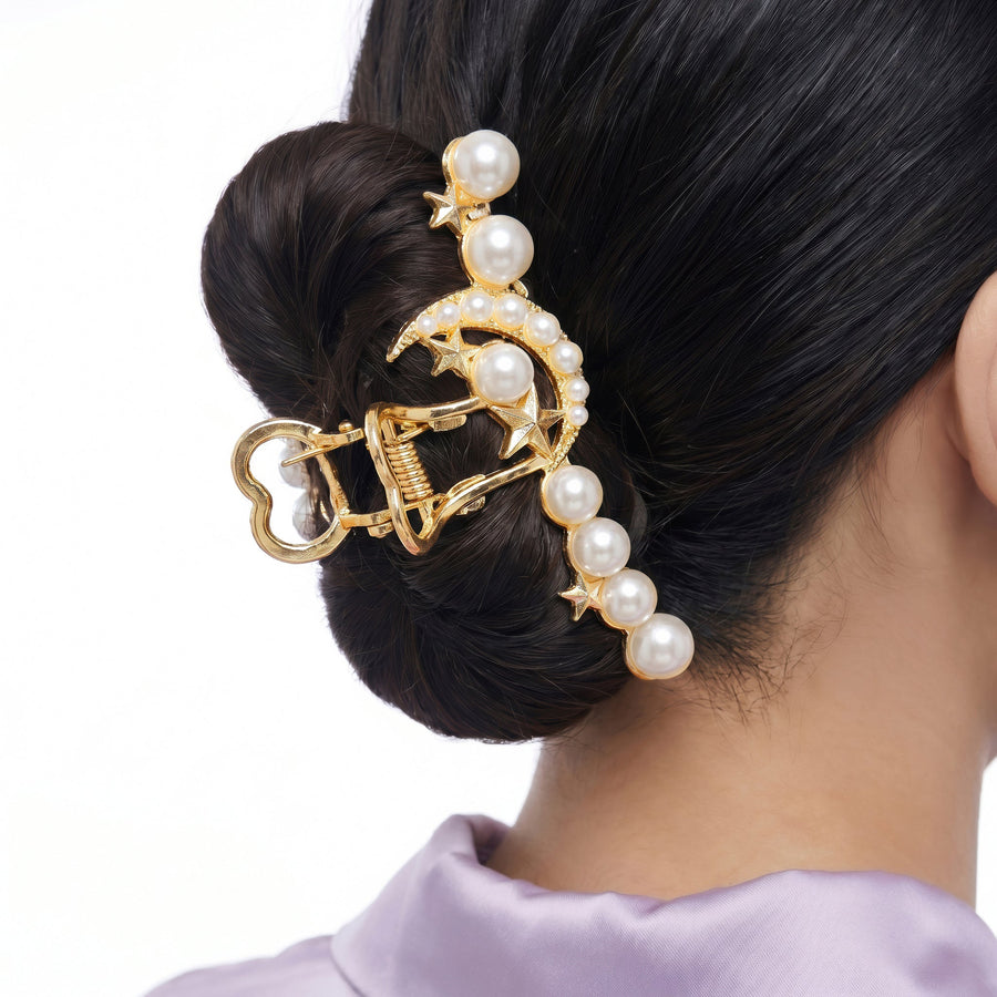 Zewellsharbour Hair Claw Clip Anti-Tarnish Celestial Pearl