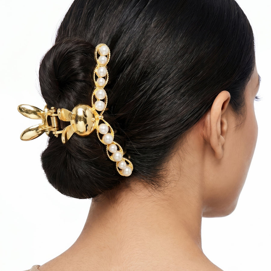 Zewellsharbour Hair Claw Clip Anti-Tarnish Pearl Rabbit
