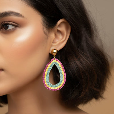 zewellsharbour Earrings Multicoloured Premium Quality Raffia Danglers