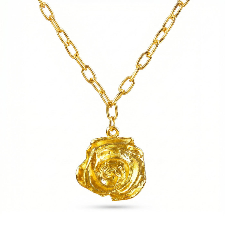 zewellsharbour Necklace Gold Plated Rose Flower Chain