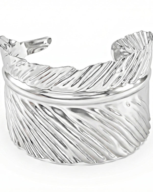 zewellsharbour Bracelet WaterAnti-Tarnish proof Silver Leaf Bangle (Adjustable Size)