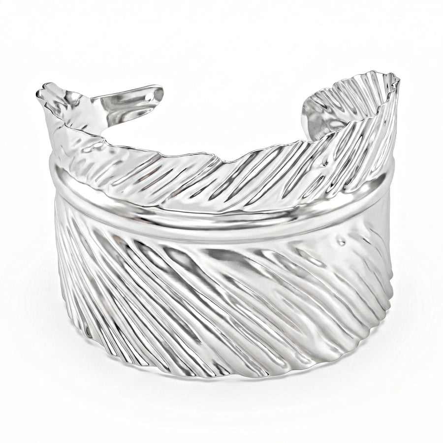 zewellsharbour Bracelet WaterAnti-Tarnish proof Silver Leaf Bangle (Adjustable Size)