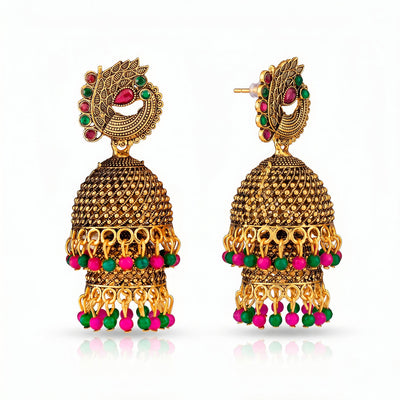 zewellsharbour Earrings Anti-Tarnish Layered Jhumka Danglers