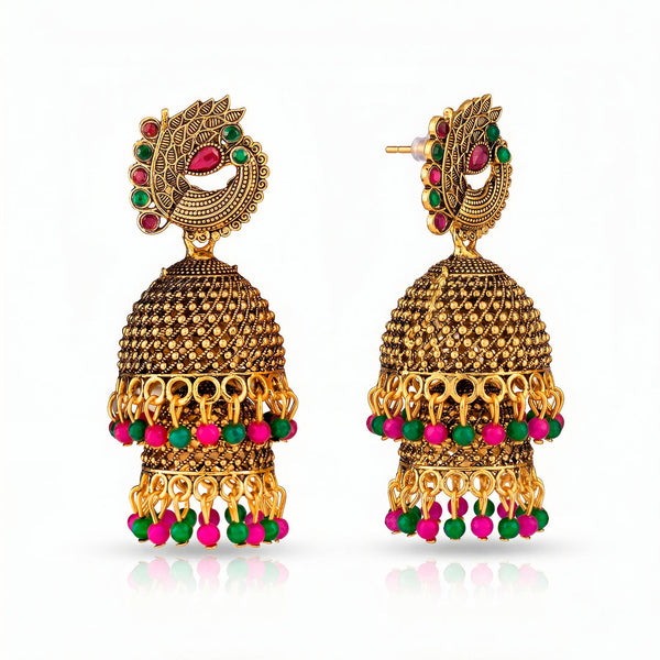 zewellsharbour Earrings Anti-Tarnish Layered Jhumka Danglers