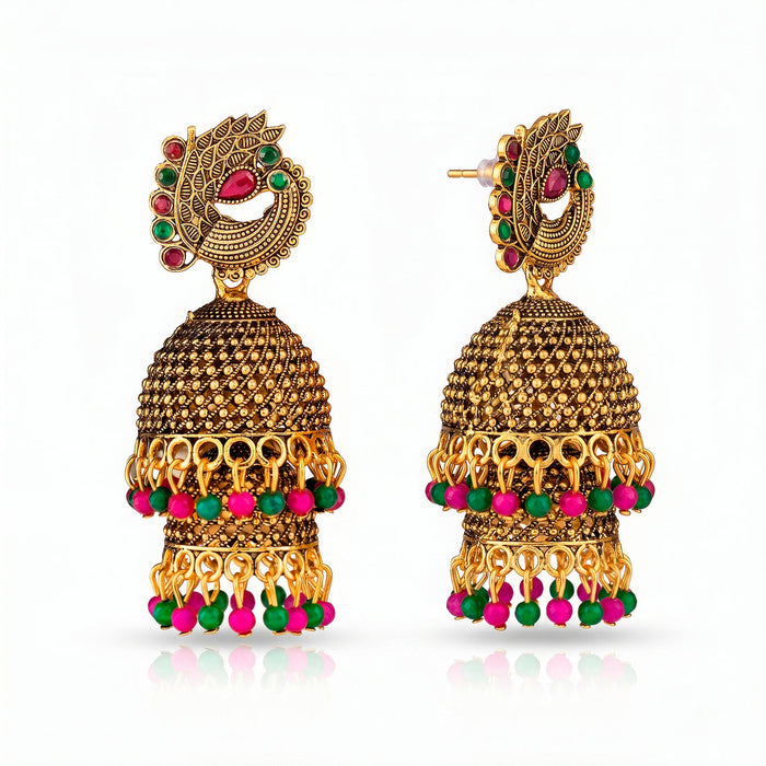 zewellsharbour Earrings Anti-Tarnish Layered Jhumka Danglers