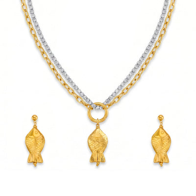 zewellsharbour Necklace Anti-Tarnish Fish Set With Earrings