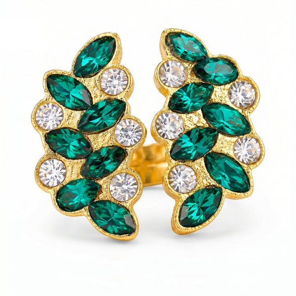 zewellsharbour Ring Anti-Tarnish Leafy Crystal (Adjustable Size)