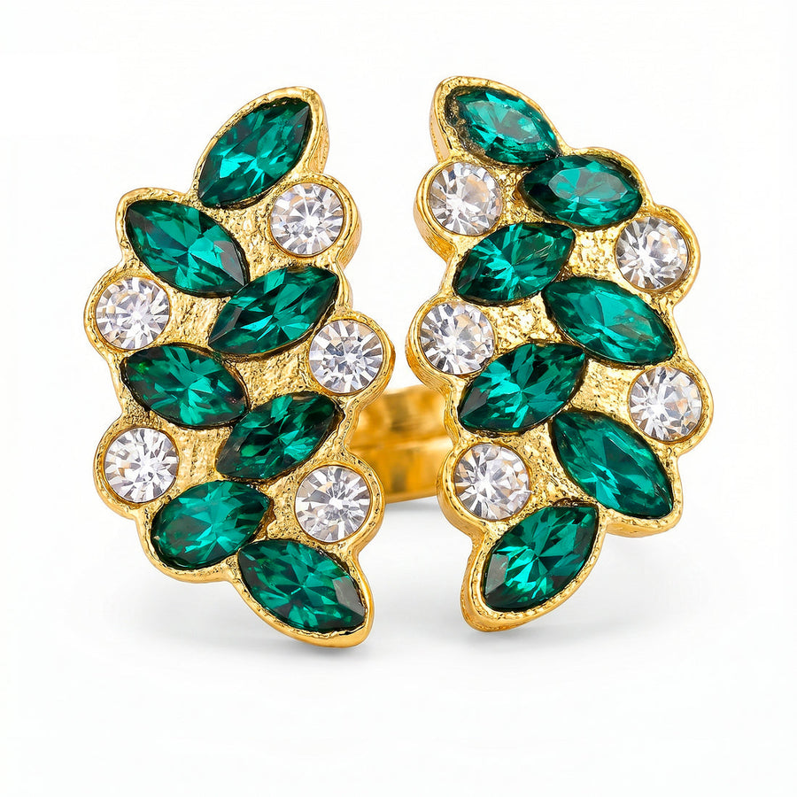 zewellsharbour Ring Anti-Tarnish Leafy Crystal (Adjustable Size)