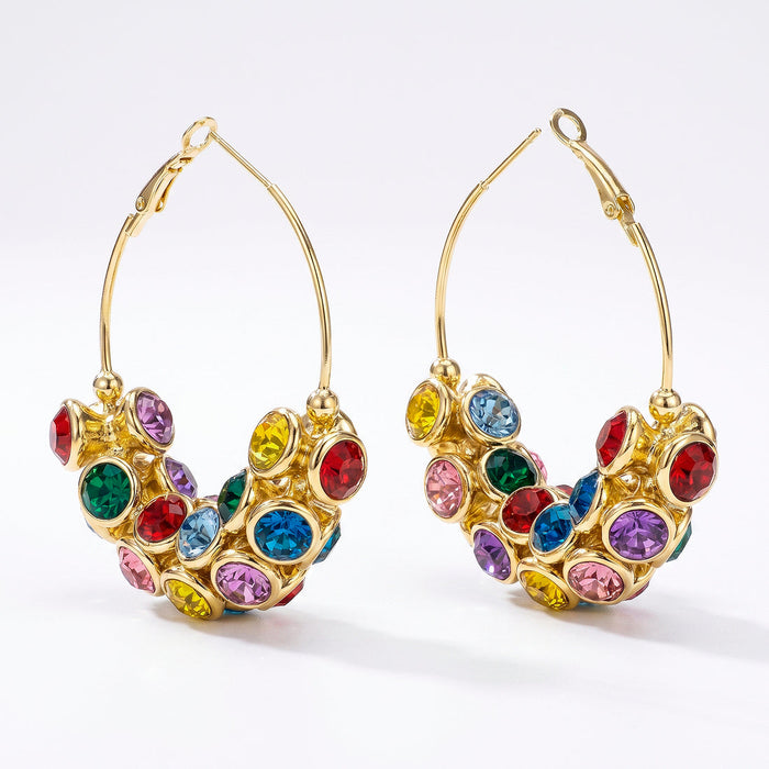 zewellsharbour Earrings Anti-Tarnish Multi-Color CCB Studded Hoops