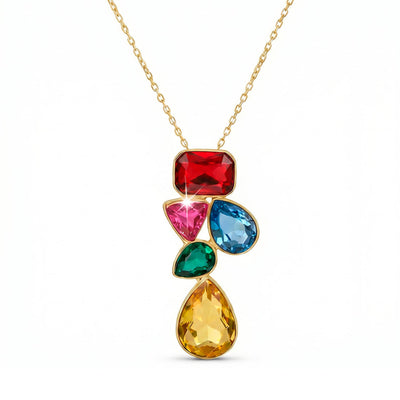 zewellsharbour Necklace Anti-Tarnish Multicoloured Crystals
