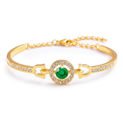 zewellsharbour Bracelet Anti-Tarnish Emerald Crystal & AD Flexi (Adjustable Size)